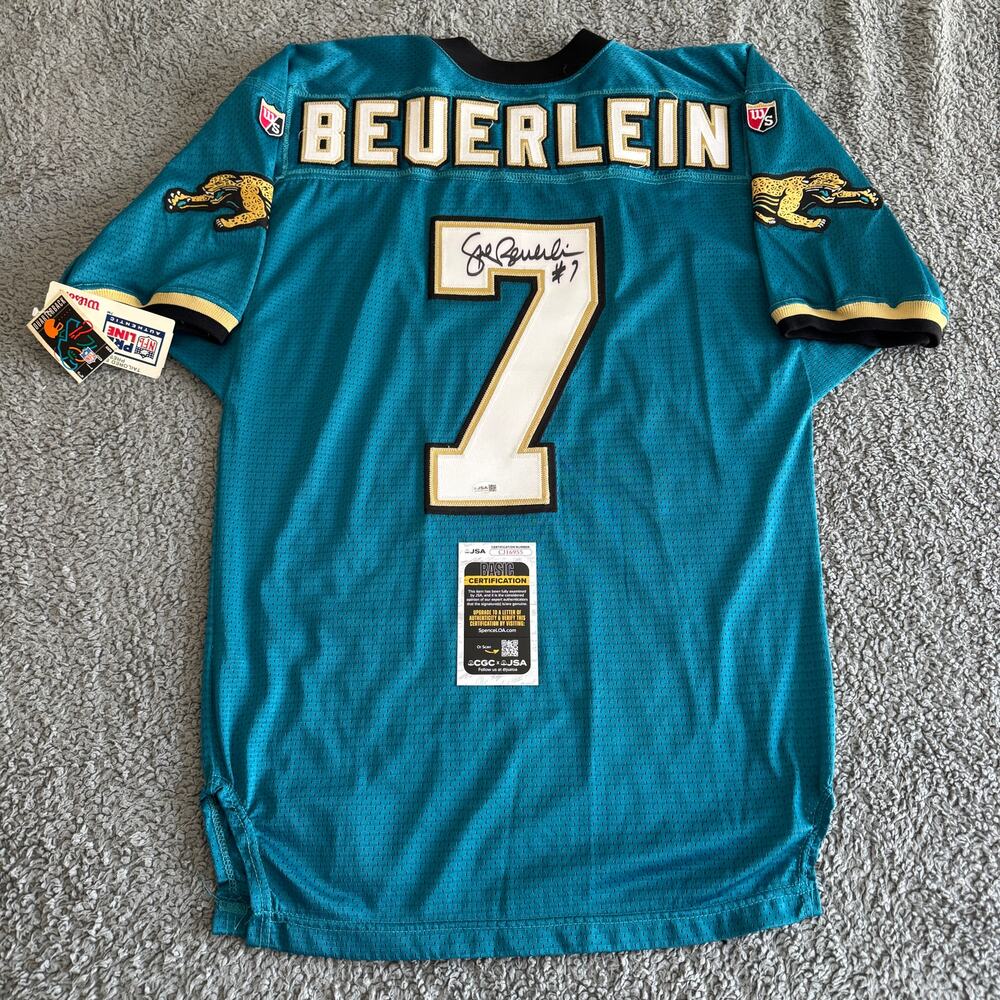 1995 Signed Wilson Steve Beuerlein NFL Jacksonville Jaguars Jersey 46 L JSA COA